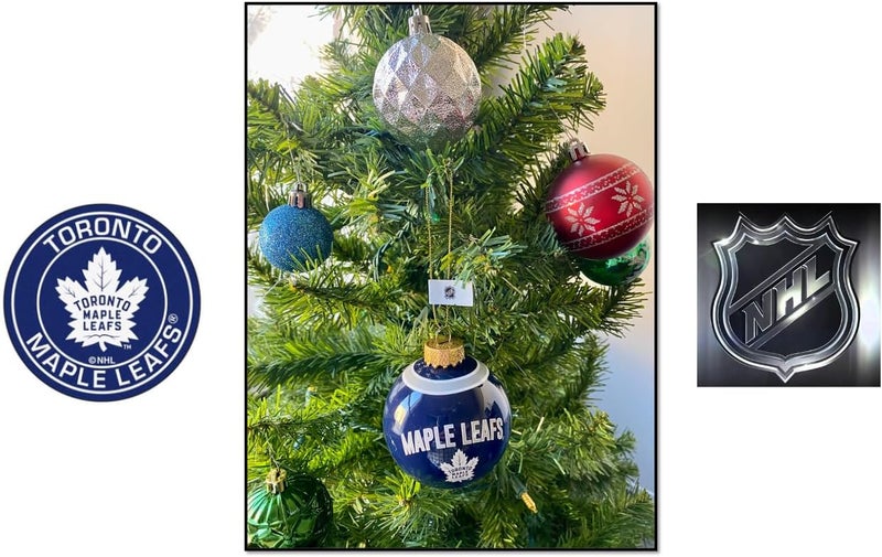 FOCO Toronto Maple Leafs Collector's Edition Maple Leafs Glass Ball Ornament – Represent The Blue and White and Show Your NHL Spirit with Licensed Toronto Maple Leafs Holiday Fan Decor - Image 2